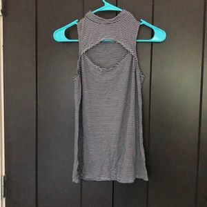 Black and white striped cutout top
